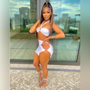 Sexy cut out two piece skirt set